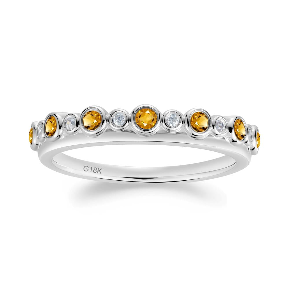 Alternating Citrine and Cubic Zirconia Bubble Band Ring - LUO Jewelry #metal_18k white gold