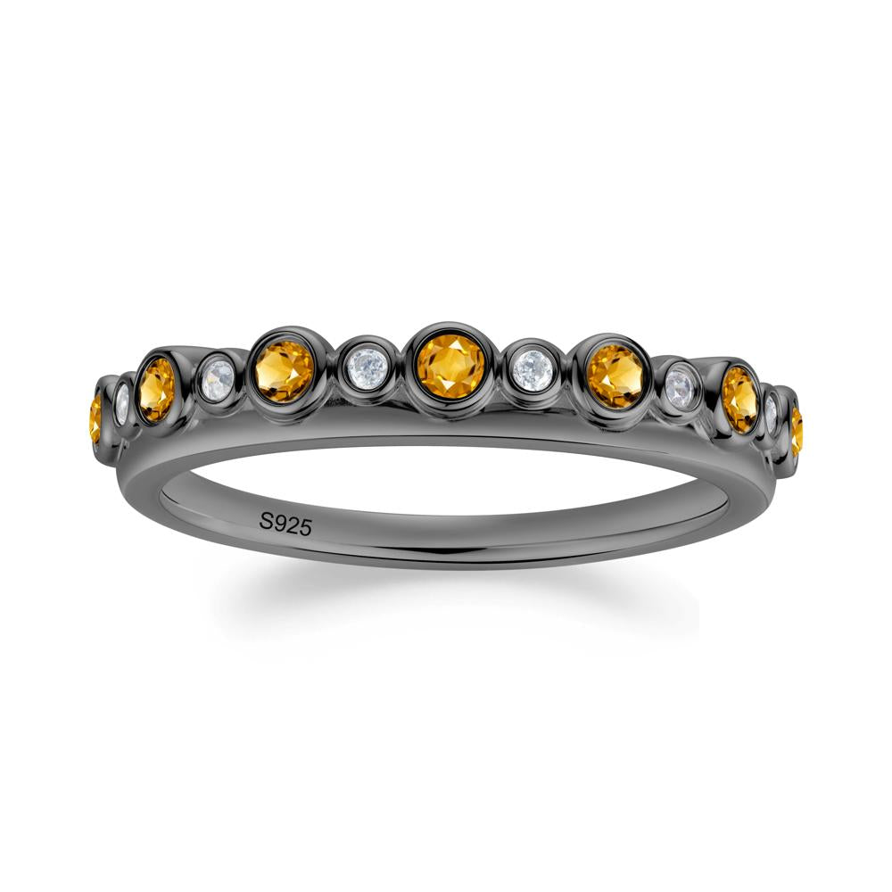 Alternating Citrine and Cubic Zirconia Bubble Band Ring - LUO Jewelry #metal_black finish sterling silver