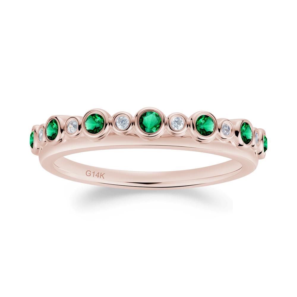 Alternating Emerald and Cubic Zirconia Bubble Band Ring - LUO Jewelry #metal_14k rose gold