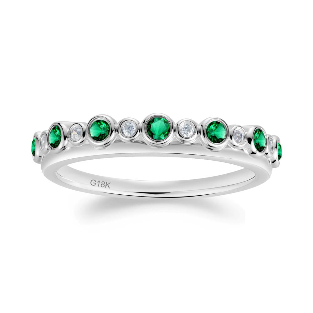 Alternating Emerald and Cubic Zirconia Bubble Band Ring - LUO Jewelry #metal_18k white gold