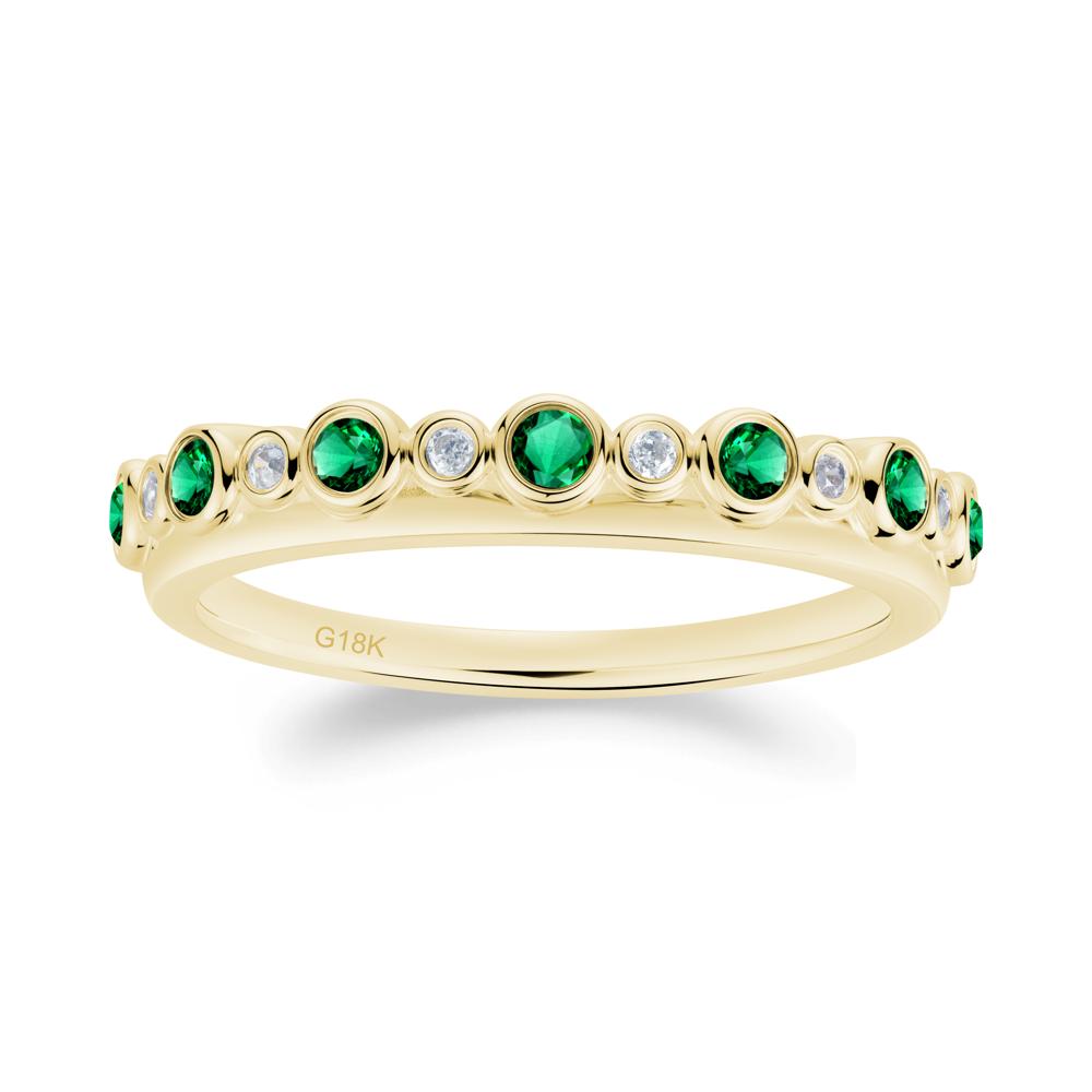 Alternating Emerald and Cubic Zirconia Bubble Band Ring - LUO Jewelry #metal_18k yellow gold