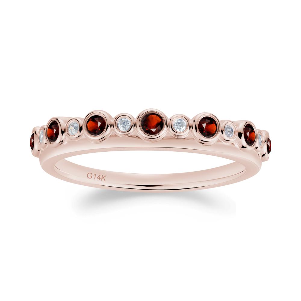 Alternating Garnet and Cubic Zirconia Bubble Band Ring - LUO Jewelry #metal_14k rose gold