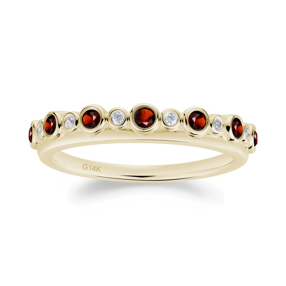 Alternating Garnet and Cubic Zirconia Bubble Band Ring - LUO Jewelry #metal_14k yellow gold