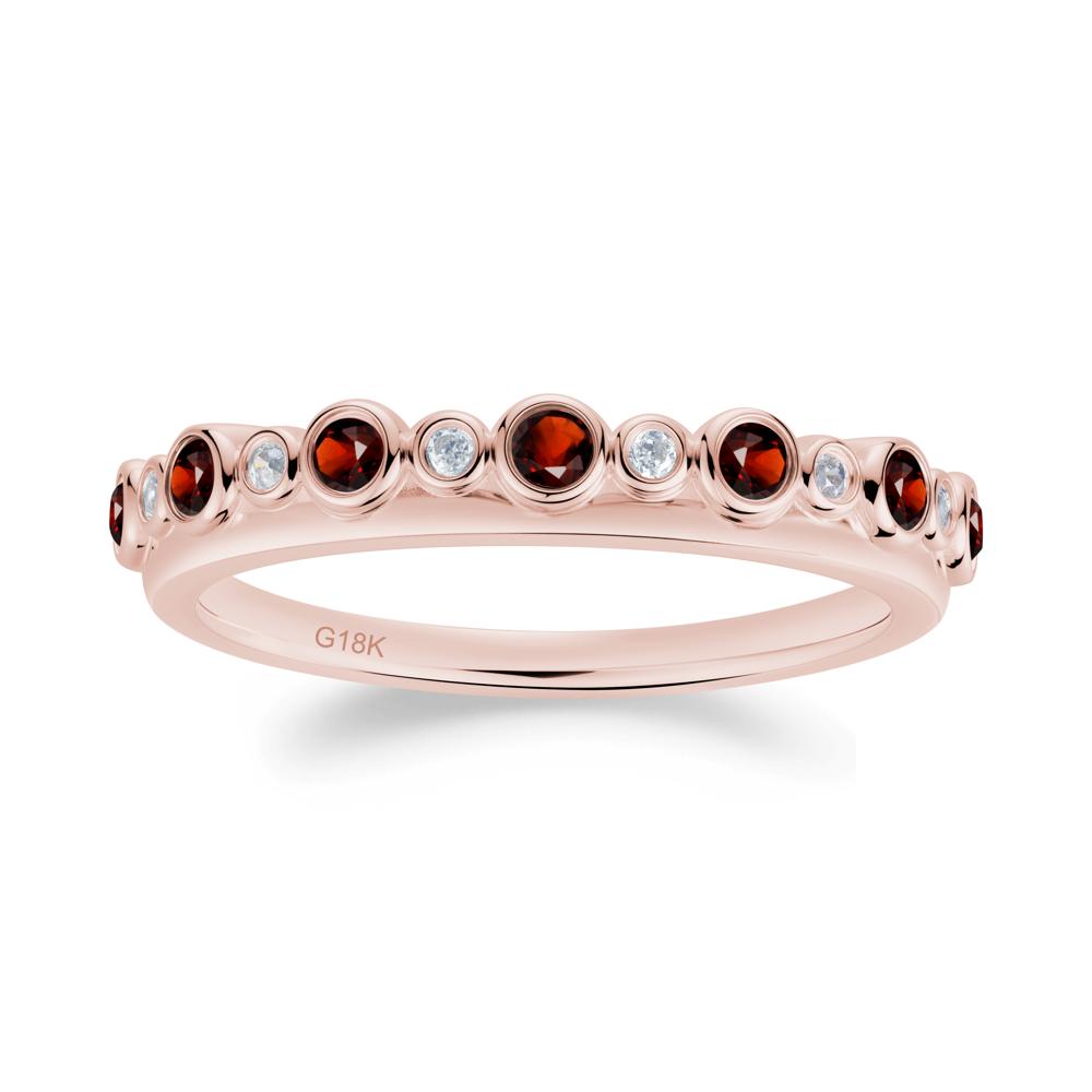 Alternating Garnet and Cubic Zirconia Bubble Band Ring - LUO Jewelry #metal_18k rose gold