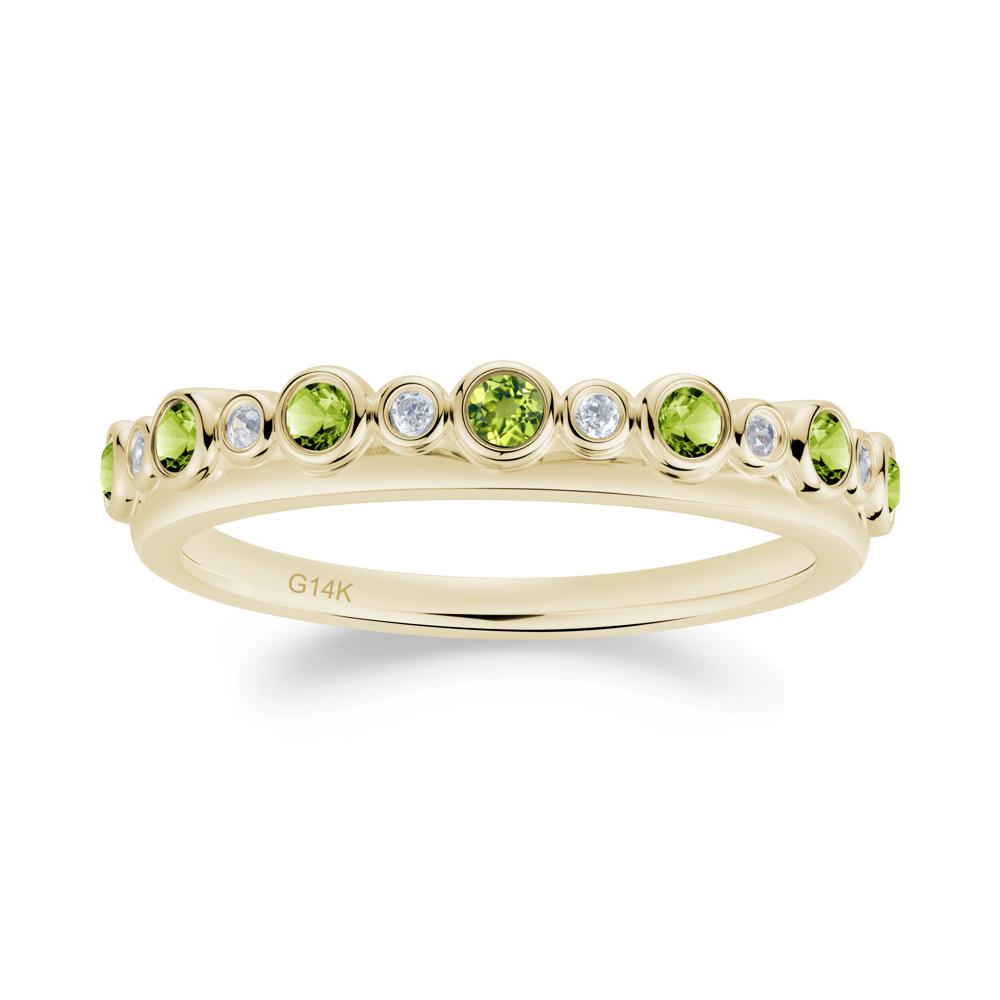 Alternating Cubic Zirconia and Peridot Bubble Band Ring - LUO Jewelry #metal_14k yellow gold
