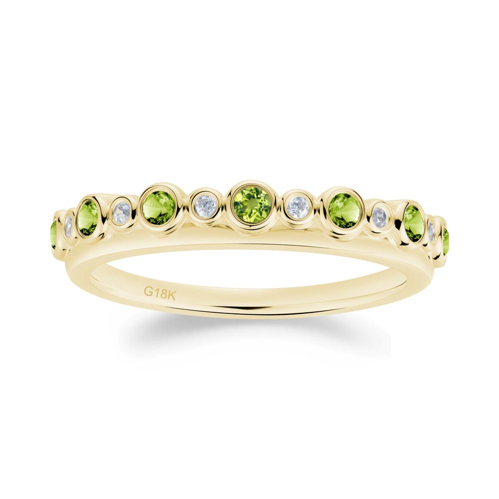Alternating Cubic Zirconia and Peridot Bubble Band Ring - LUO Jewelry #metal_18k yellow gold