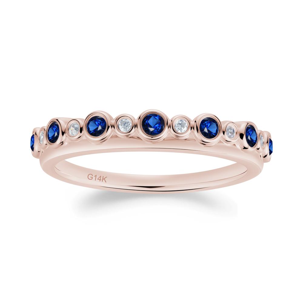 Alternating Cubic Zirconia and Sapphire Bubble Band Ring - LUO Jewelry #metal_14k rose gold
