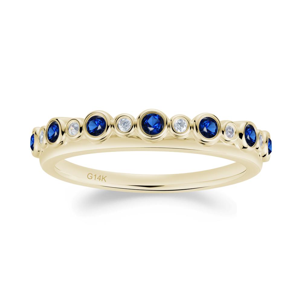Alternating Cubic Zirconia and Sapphire Bubble Band Ring - LUO Jewelry #metal_14k yellow gold