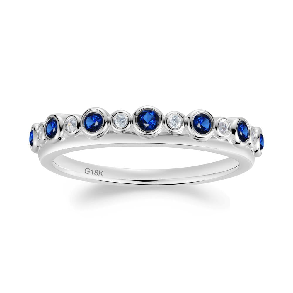 Alternating Cubic Zirconia and Sapphire Bubble Band Ring - LUO Jewelry #metal_18k white gold