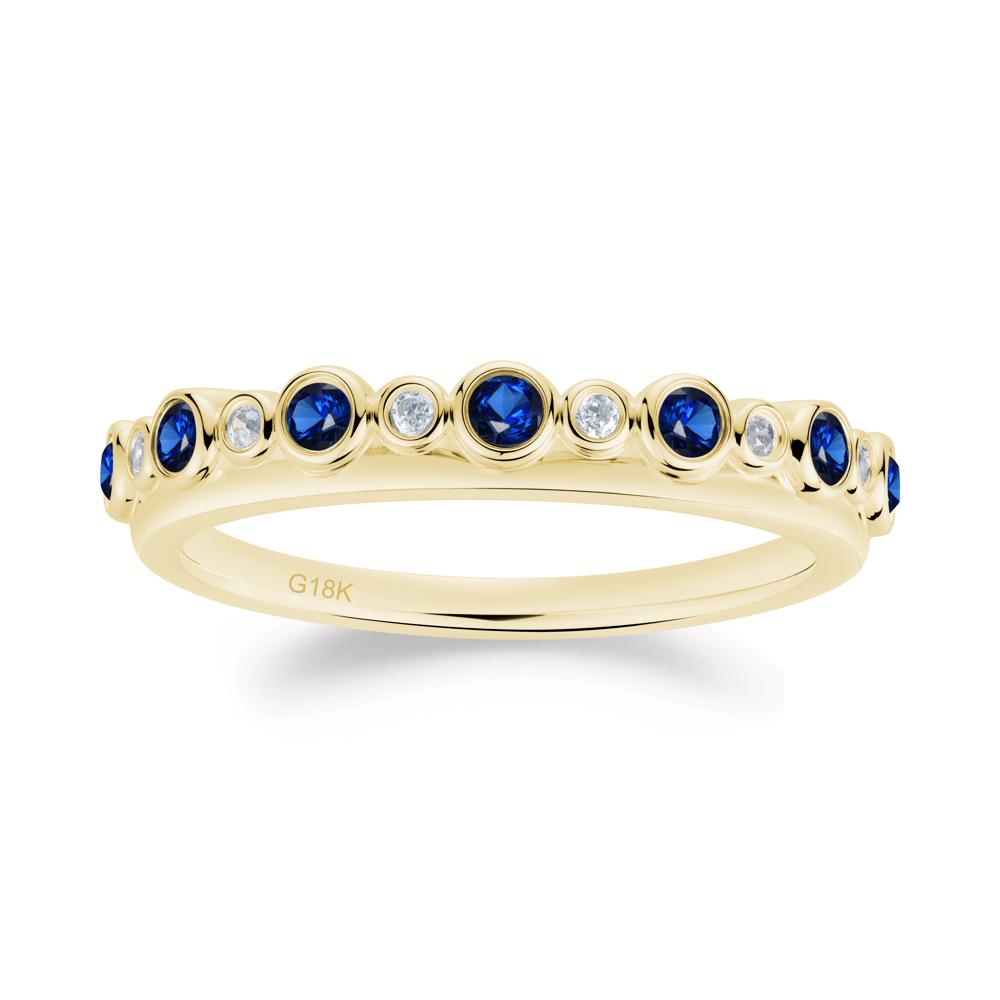 Alternating Cubic Zirconia and Sapphire Bubble Band Ring - LUO Jewelry #metal_18k yellow gold