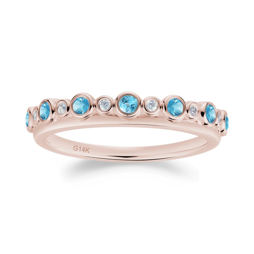 Alternating Swiss Blue Topaz and Cubic Zirconia Bubble Band Ring - LUO Jewelry #metal_14k rose gold