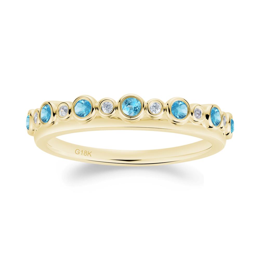 Alternating Swiss Blue Topaz and Cubic Zirconia Bubble Band Ring - LUO Jewelry #metal_18k yellow gold