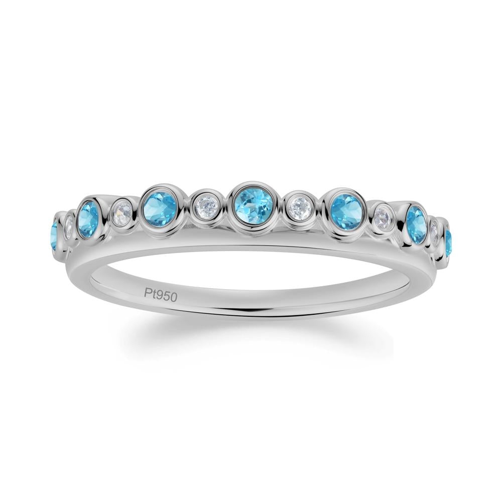Alternating Swiss Blue Topaz and Cubic Zirconia Bubble Band Ring - LUO Jewelry #metal_platinum
