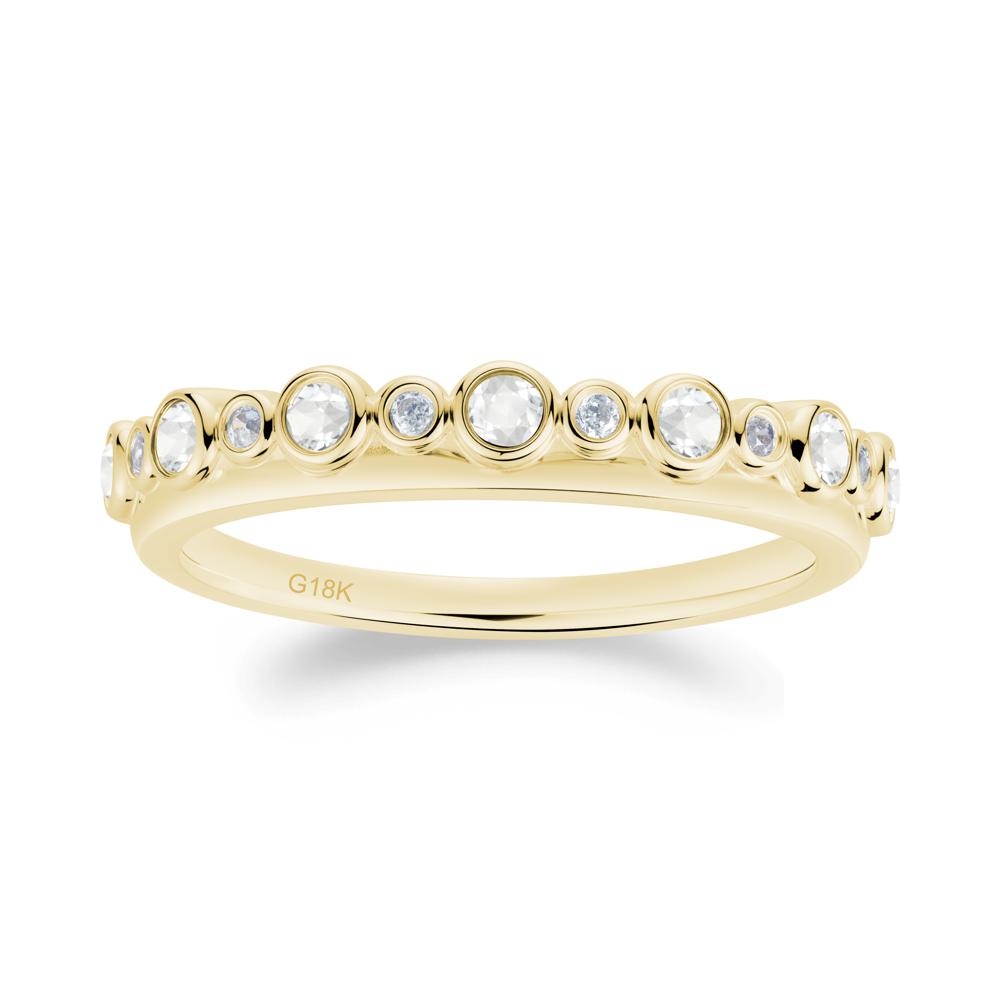 Alternating Cubic Zirconia and White Topaz Bubble Band Ring - LUO Jewelry #metal_18k yellow gold