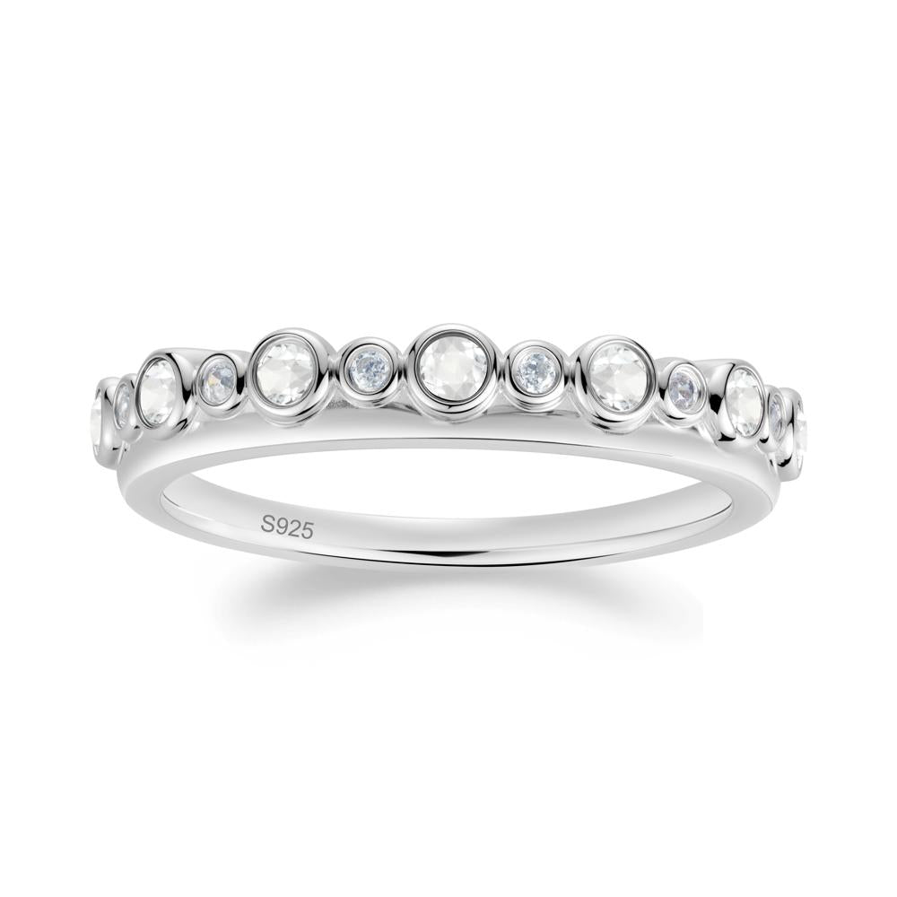 Alternating Cubic Zirconia and White Topaz Bubble Band Ring - LUO Jewelry #metal_sterling silver