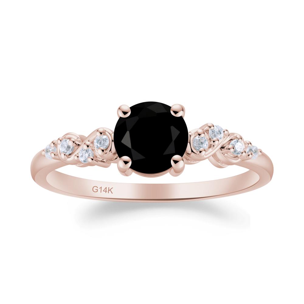 Simple Round Black Spinel Infinity Ring - LUO Jewelry #metal_14k rose gold