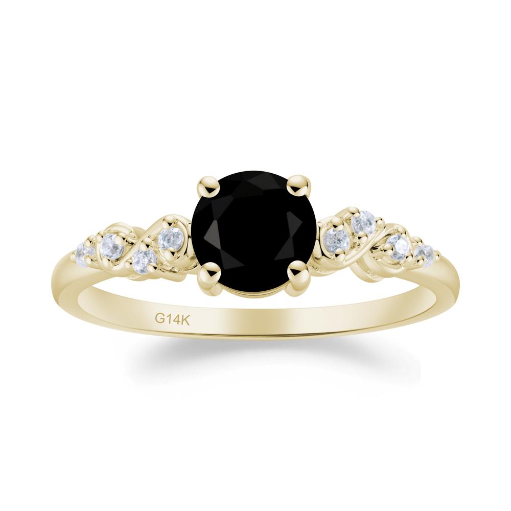 Simple Round Black Spinel Infinity Ring - LUO Jewelry #metal_14k yellow gold