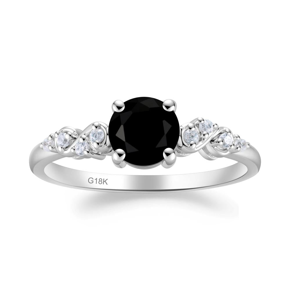 Simple Round Black Spinel Infinity Ring - LUO Jewelry #metal_18k white gold