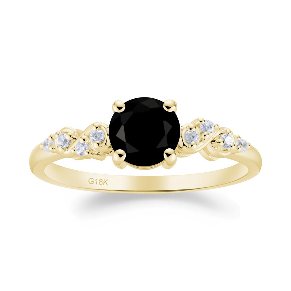 Simple Round Black Spinel Infinity Ring - LUO Jewelry #metal_18k yellow gold