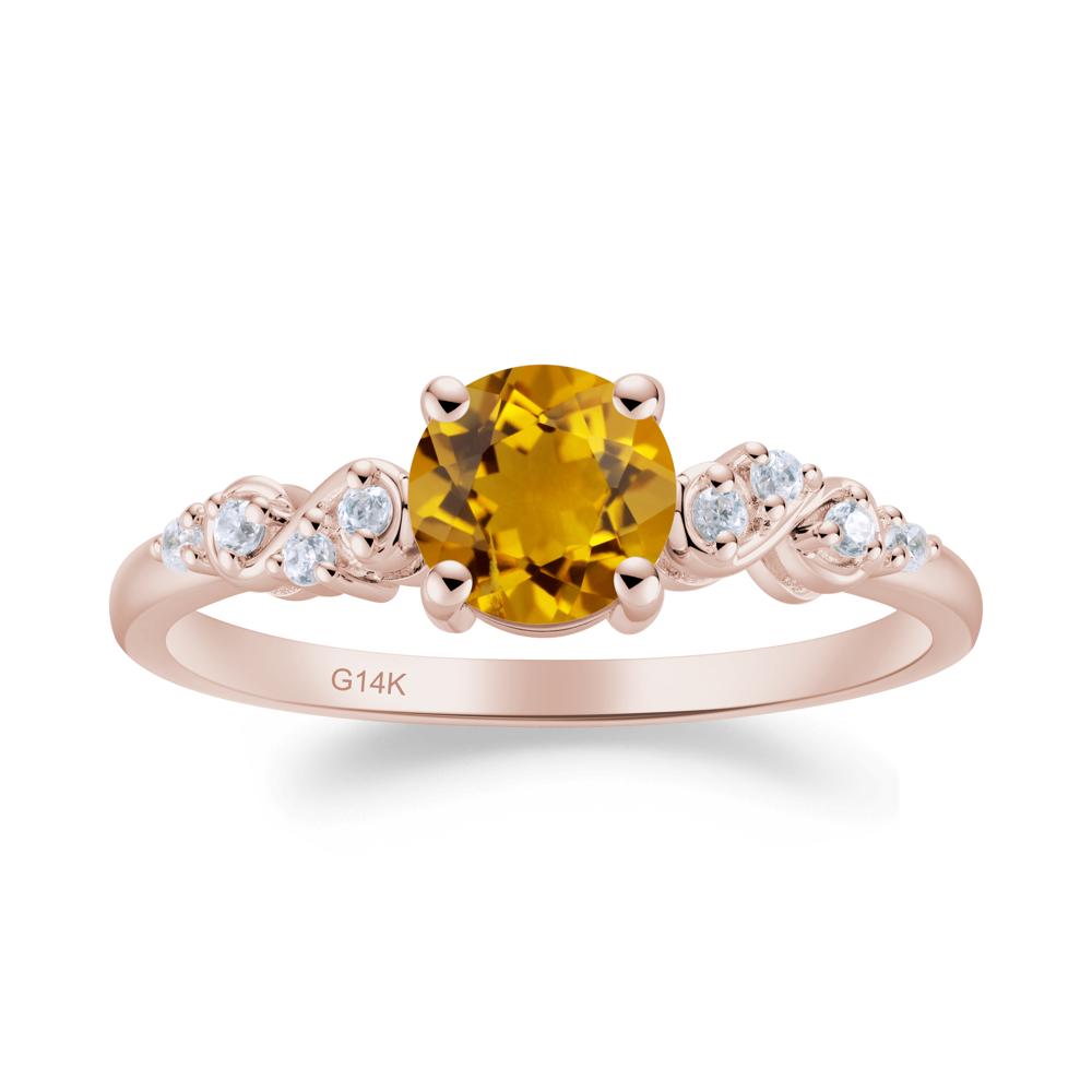 Simple Round Citrine Infinity Ring - LUO Jewelry #metal_14k rose gold