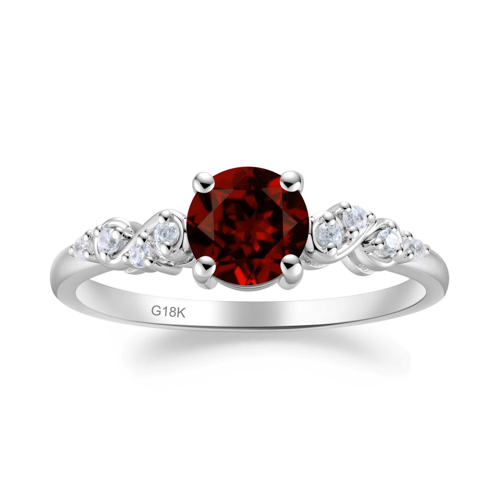 Simple Round Garnet Infinity Ring - LUO Jewelry #metal_18k white gold
