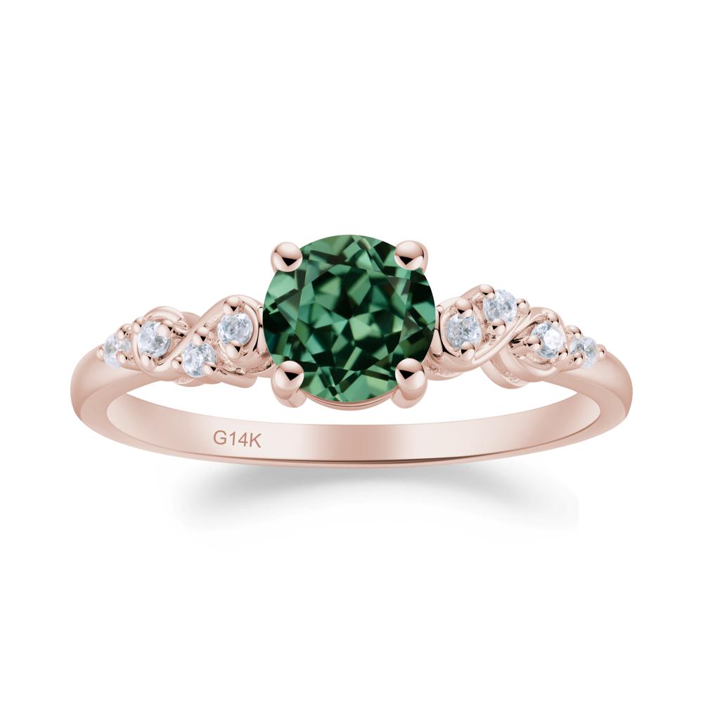 Simple Round Green Sapphire Infinity Ring - LUO Jewelry #metal_14k rose gold