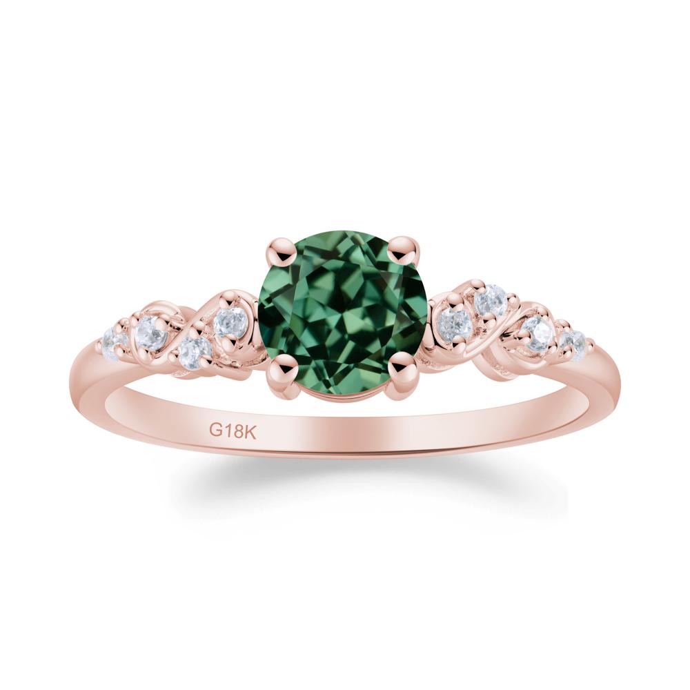Simple Round Green Sapphire Infinity Ring - LUO Jewelry #metal_18k rose gold