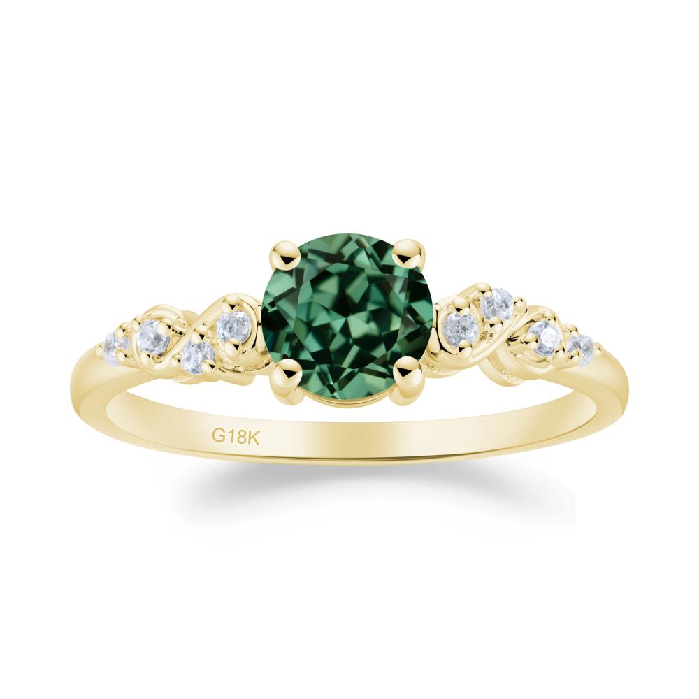 Simple Round Green Sapphire Infinity Ring - LUO Jewelry #metal_18k yellow gold