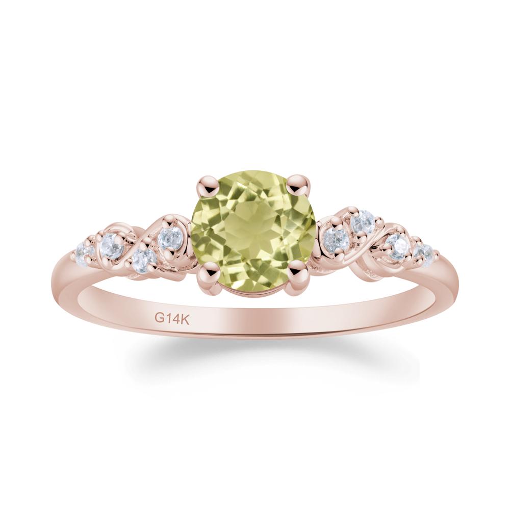Simple Round Lemon Quartz Infinity Ring - LUO Jewelry #metal_14k rose gold