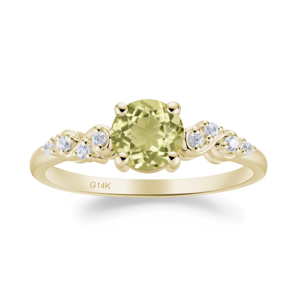 Simple Round Lemon Quartz Infinity Ring - LUO Jewelry #metal_14k yellow gold