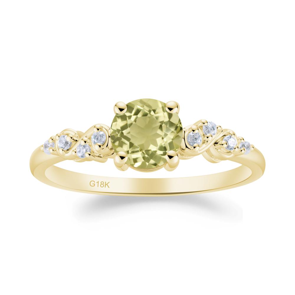 Simple Round Lemon Quartz Infinity Ring - LUO Jewelry #metal_18k yellow gold