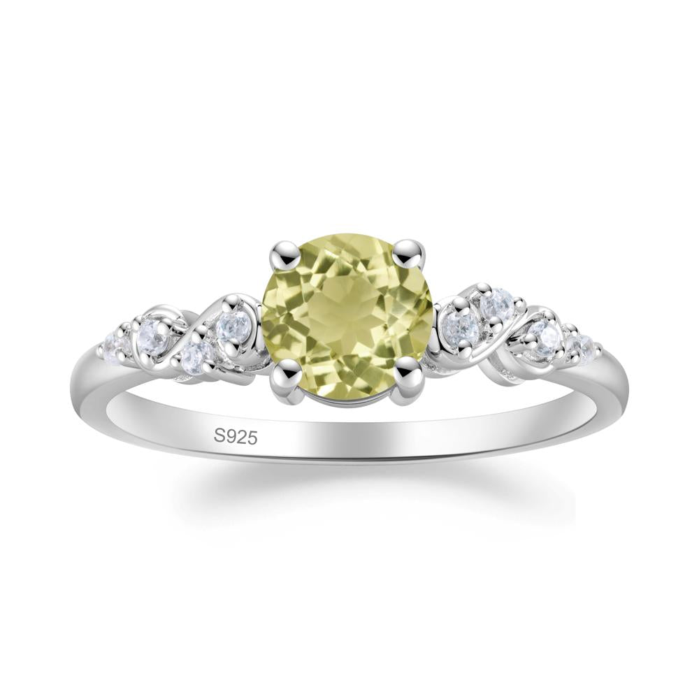 Simple Round Lemon Quartz Infinity Ring - LUO Jewelry #metal_sterling silver
