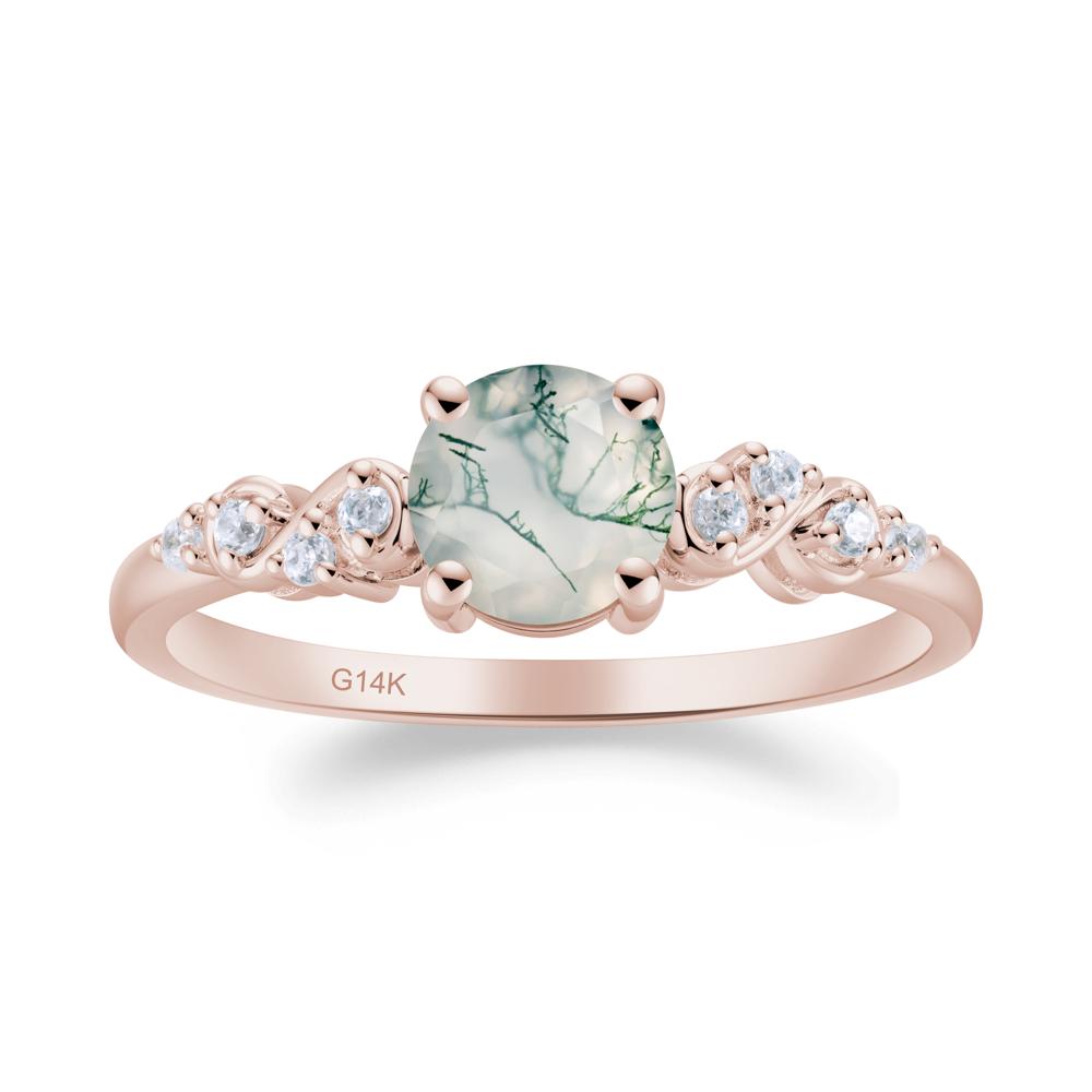 Simple Round Moss Agate Infinity Ring - LUO Jewelry #metal_14k rose gold