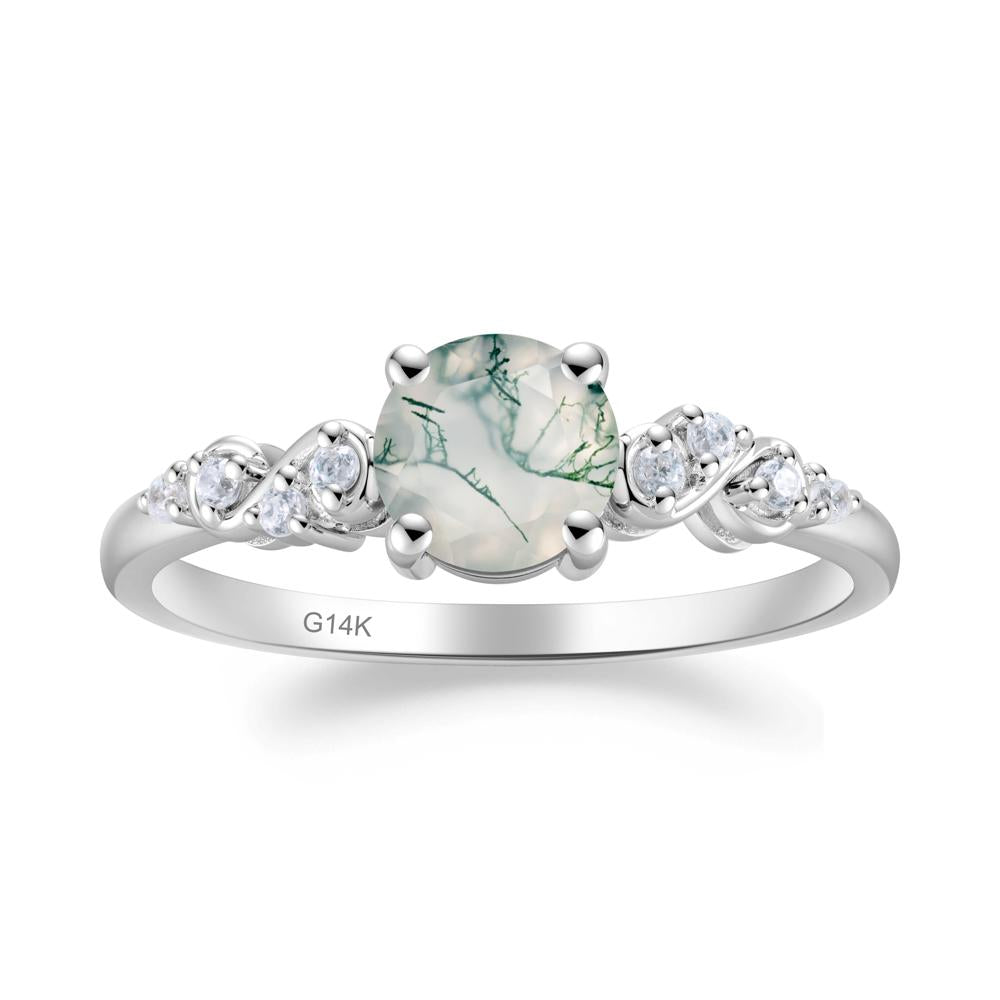 Simple Round Moss Agate Infinity Ring - LUO Jewelry #metal_14k white gold