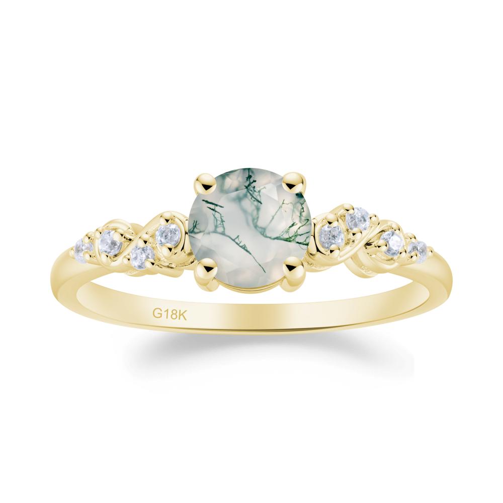Simple Round Moss Agate Infinity Ring - LUO Jewelry #metal_18k yellow gold