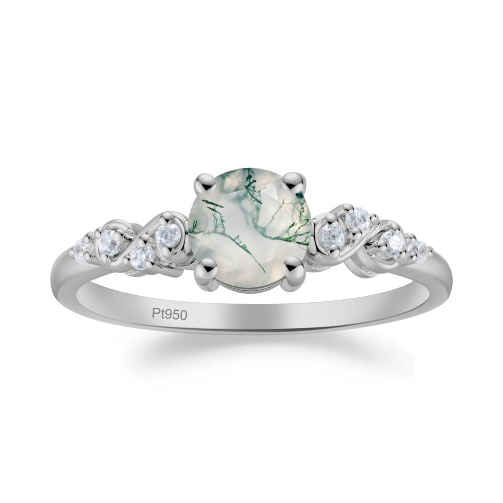 Simple Round Moss Agate Infinity Ring - LUO Jewelry #metal_platinum