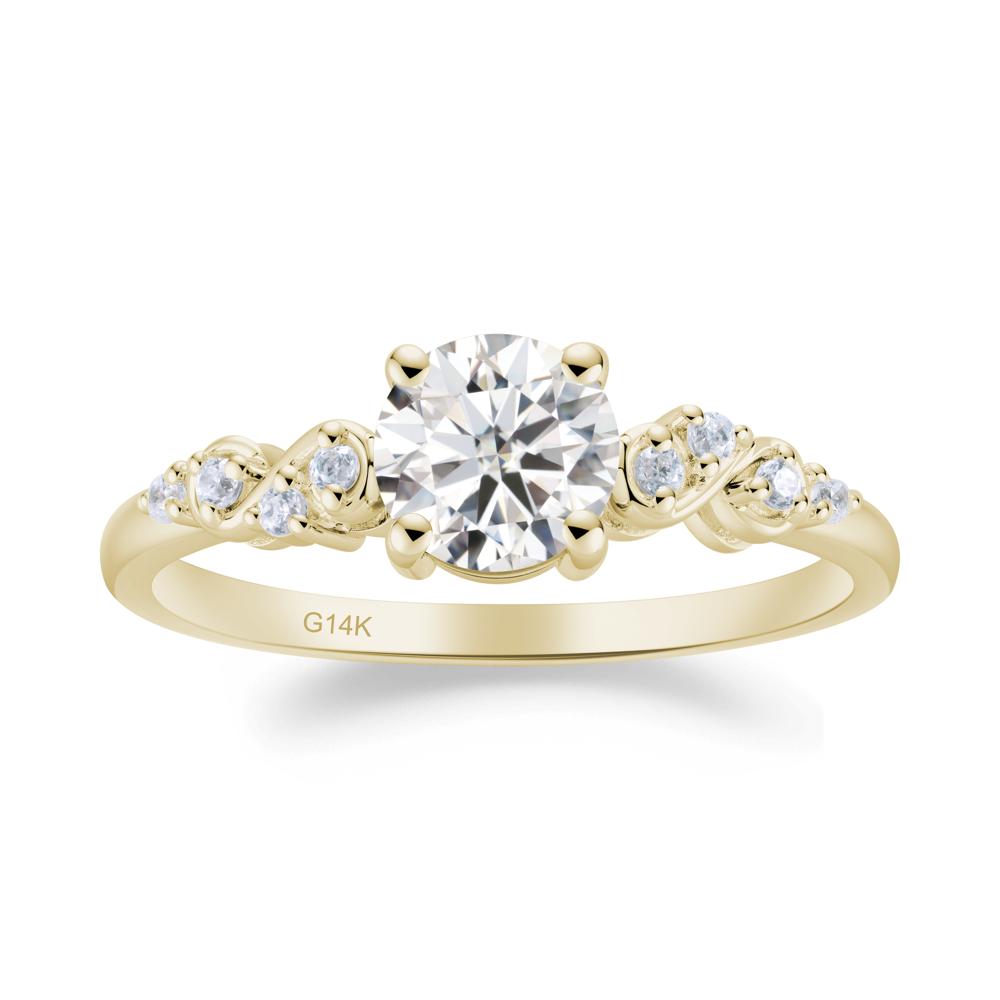 Simple Round Moissanite Infinity Ring - LUO Jewelry #metal_14k yellow gold