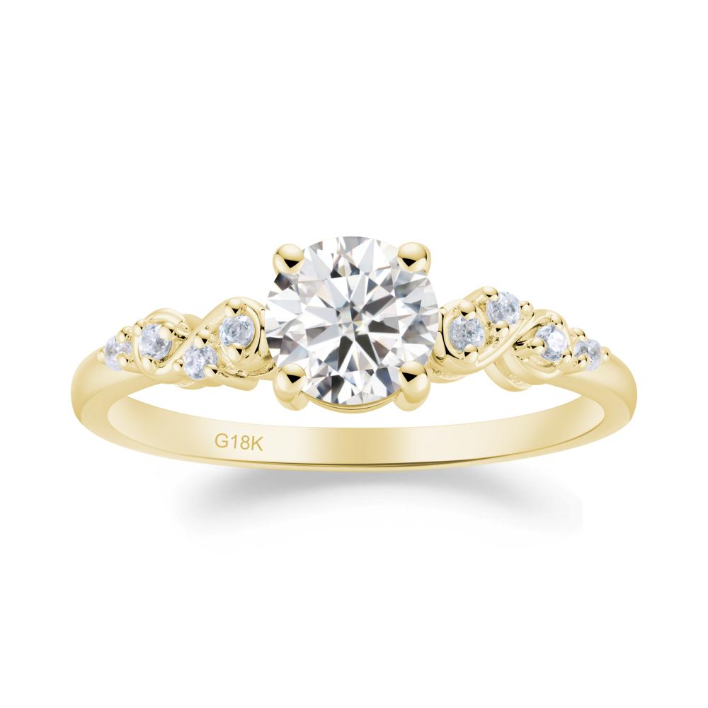 Simple Round Moissanite Infinity Ring - LUO Jewelry #metal_18k yellow gold