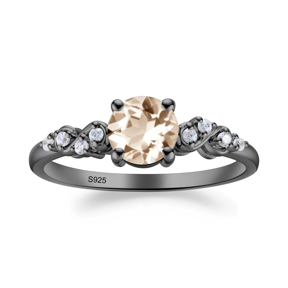 Simple Round Morganite Infinity Ring - LUO Jewelry #metal_black finish sterling silver