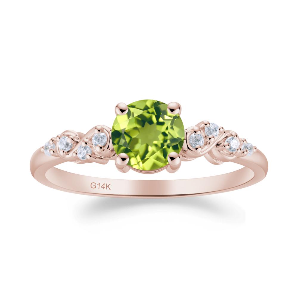 Simple Round Peridot Infinity Ring - LUO Jewelry #metal_14k rose gold