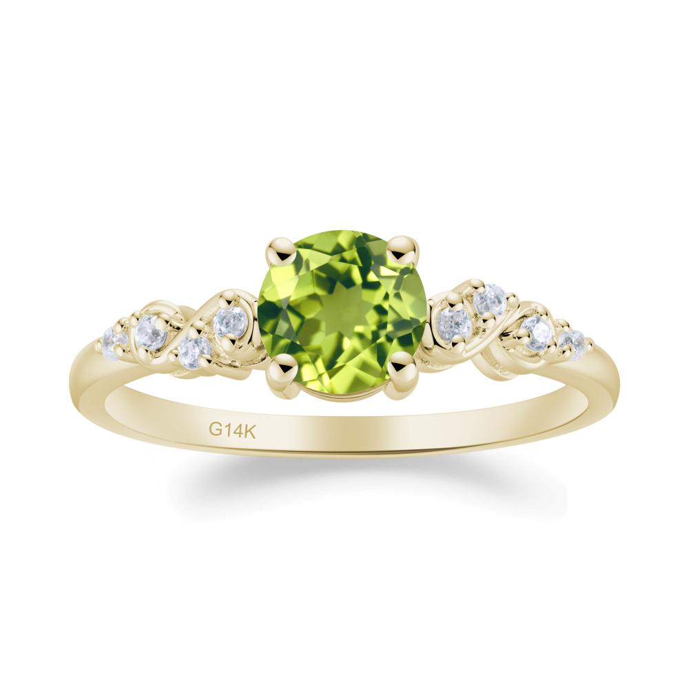 Simple Round Peridot Infinity Ring - LUO Jewelry #metal_14k yellow gold