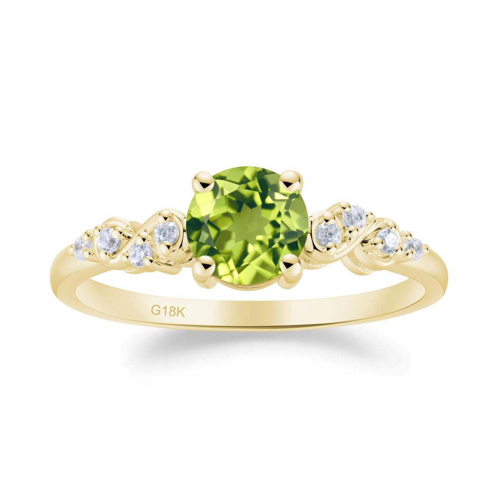 Simple Round Peridot Infinity Ring - LUO Jewelry #metal_18k yellow gold