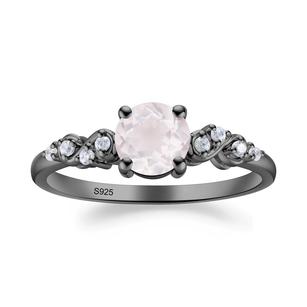 Simple Round Rose Quartz Infinity Ring - LUO Jewelry #metal_black finish sterling silver