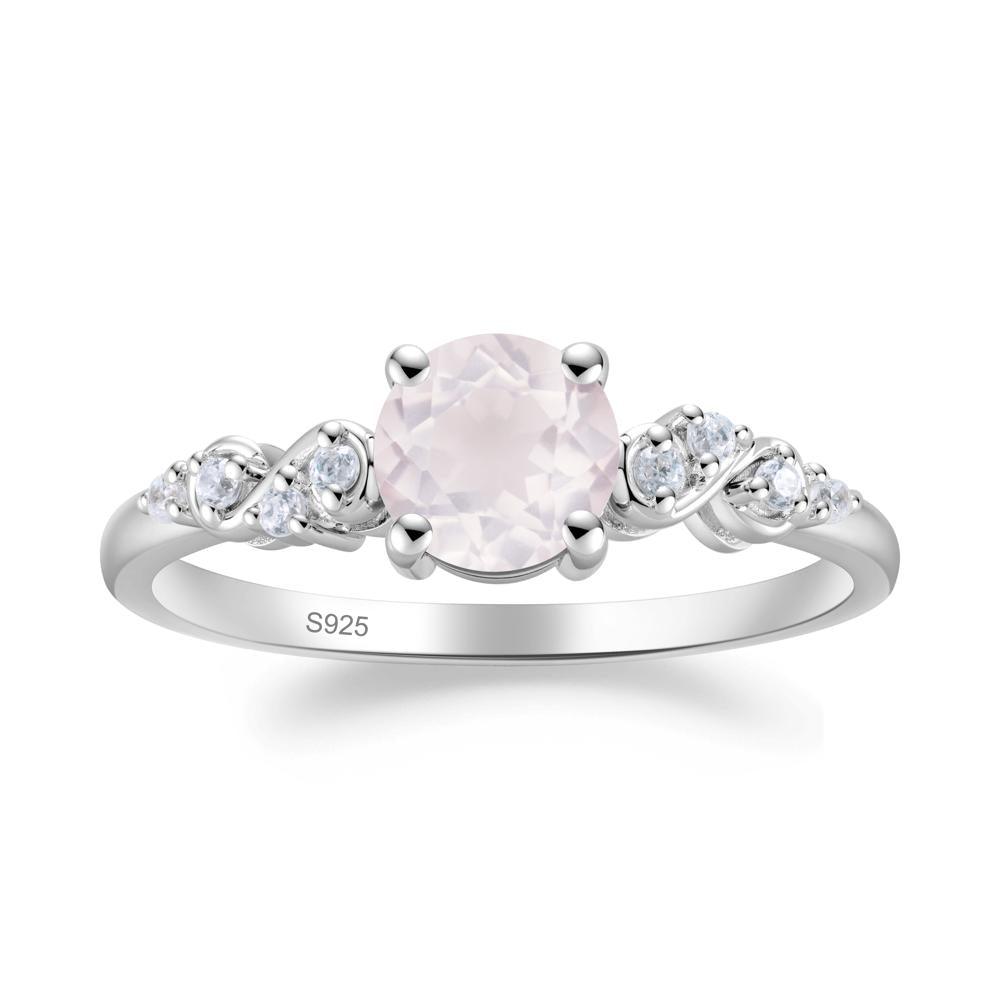 Simple Round Rose Quartz Infinity Ring - LUO Jewelry #metal_sterling silver