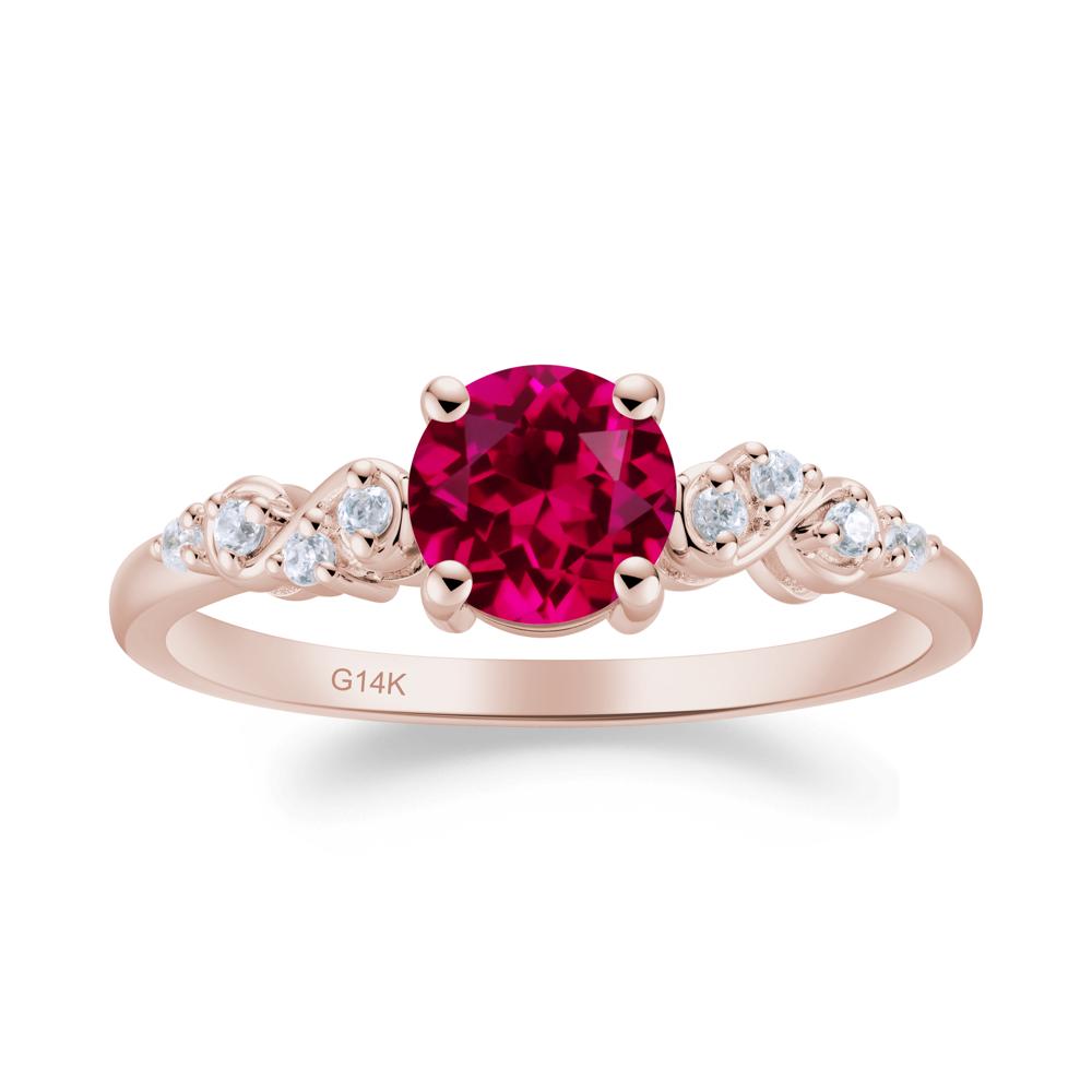 Simple Round Ruby Infinity Ring - LUO Jewelry #metal_14k rose gold