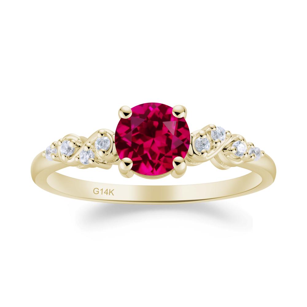 Simple Round Ruby Infinity Ring - LUO Jewelry #metal_14k yellow gold