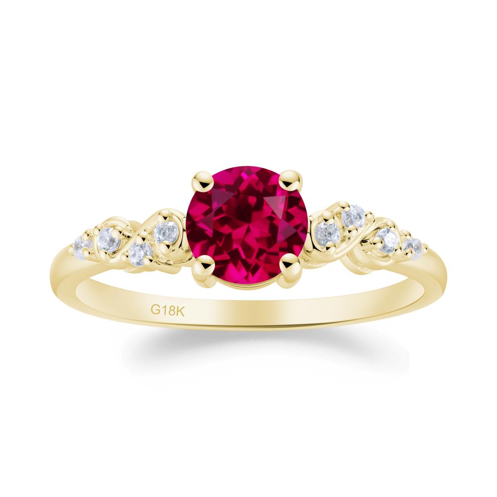 Simple Round Ruby Infinity Ring - LUO Jewelry #metal_18k yellow gold