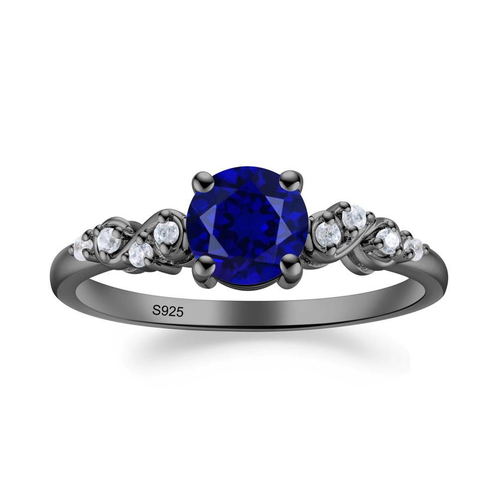 Simple Round Sapphire Infinity Ring - LUO Jewelry #metal_black finish sterling silver