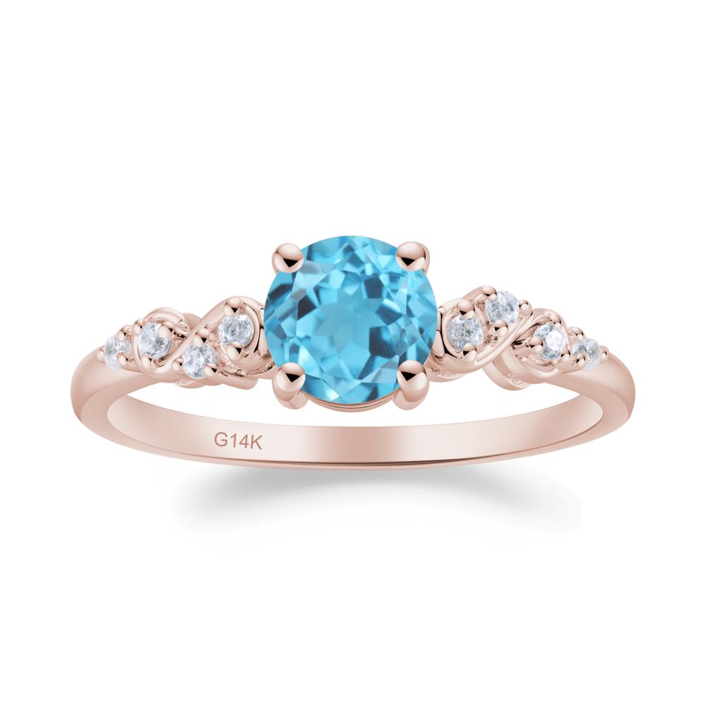 Simple Round Swiss Blue Topaz Infinity Ring - LUO Jewelry #metal_14k rose gold