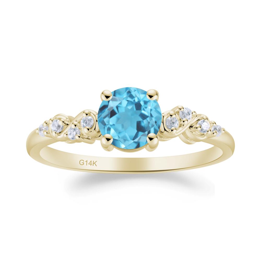 Simple Round Swiss Blue Topaz Infinity Ring - LUO Jewelry #metal_14k yellow gold